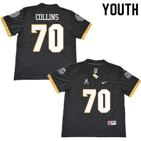 Youth #70 Edward Collins UCF Knights College Football Jerseys Sale-Black